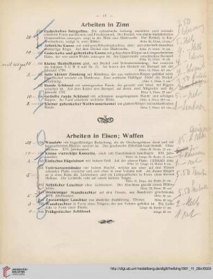 Arbeiten in Eisen; Waffen (Nr. 158-178)