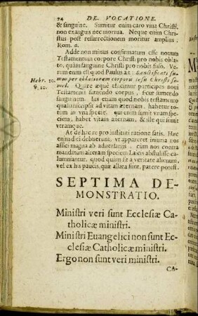 Septima Demonstratio. Ministri veri sunt Ecclesiæ Catholicæ ministri.