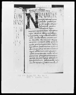 Augustinus, Ambrosius, Faustus Reensis, Pseudo Gregorius Illiberitanus — Initiale N, Folio 2 recto
