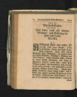 Cap. IX. Von Forst-Sachen. Sectio I. - XI.