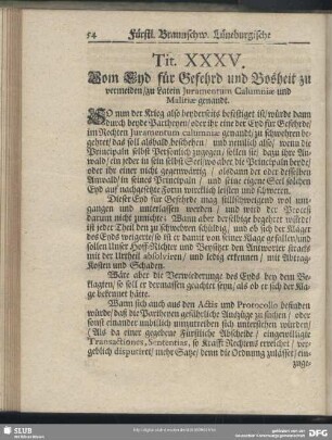 Tit. XXXV. Vom Eyd für Gefehrd und Bosheit zu vermeiden, zu Latein Juramentum Calumniae und Malitiae genandt