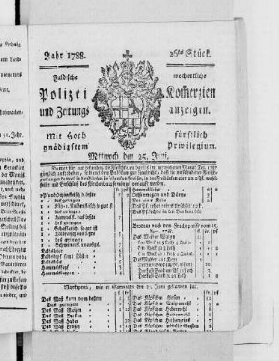 26tes Stück., Ausgabe vom 25. Juni 1788