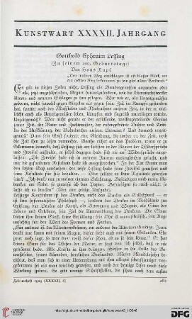 Gotthold Ephraim Lessing: zu seinem 200. Geburtstage