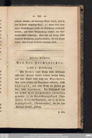 Zweiter Abschnitt. Von der Zeichenlehre.