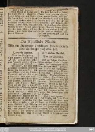 Der Christliche Glaube. Wie ein Hausvater denselbigen seinem Gesinde auf einfältigste fürhalten soll.