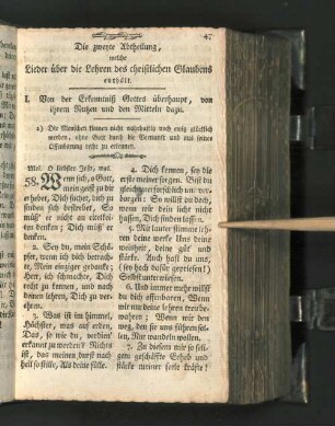 I. Von der Erkenntniß Gottes überhaupt, von ihrem Nutzen und den Mitteln dazu.