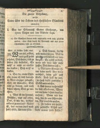 I. Von der Erkenntniß Gottes überhaupt, von ihrem Nutzen und den Mitteln dazu.