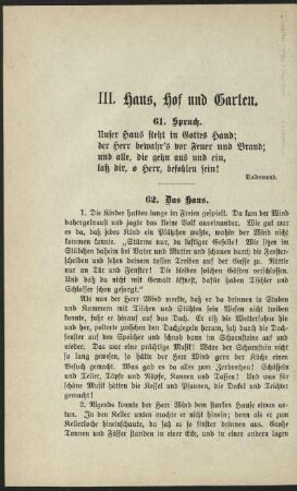 III. Haus, Hof und Garten