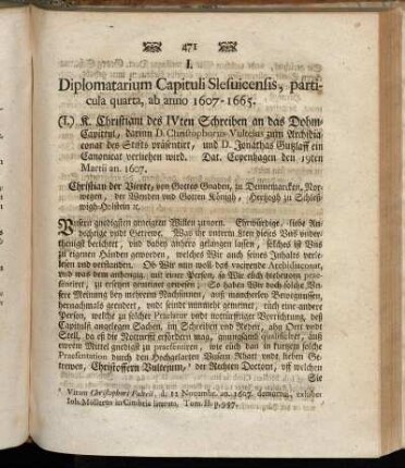 I. Diplomatarium Capituli Slesvicensis,[...]