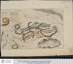 Plan der Bataille ohnweit Planian und Kaurzim bey Chotzemitz welche den 18 Juny 1757 Zwischen denen Kayserl: Königl: Hung. Böhmisch: und Königl Preussischen Armeén vorgefallen, allwo nach 7mahligen Angriff, die Preussische sich retiret und die K.K. das Feld behauptet. o.O.u.J. [ Augsburg: Kilian, 1759]