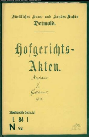 Niehausen, Nikolaus zu Herford gegen Gelhaus - Schuldforderung