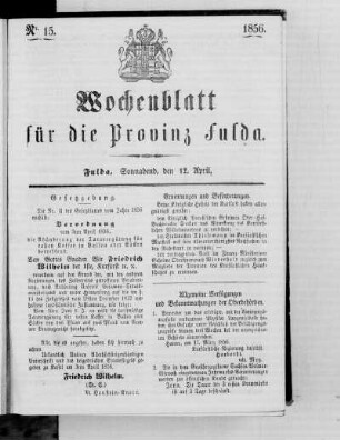 Nr. 15, Ausgabe vom 12. April 1856