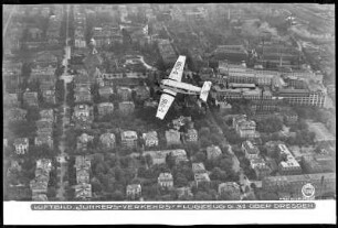 Junkers-Verkehrsflugzeug G 31 über Dresden, Luftbild