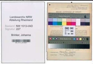 Entnazifizierung Johanna Brinker , geb. 18.04.1883 ()