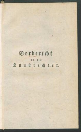 Vorbericht an die Kunstrichter.
