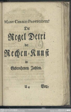 Die Regel Detri der Rechen-Kunst in Gebrochenen Zahlen