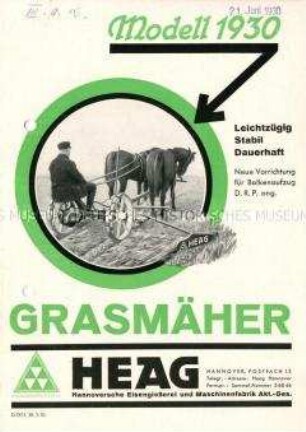 Grasmäher Nr. 1, Nr. 2 Nr. 3 Modelle 1930