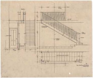 Döllgast, Hans; München - Harlaching; Wohnhaus Dir. Rausche - Treppe (Grundriss; Ansichten)