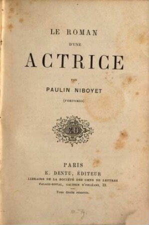Le roman d'une actrice