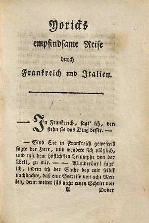 Yoricks empfindsame Reise durch Frankreich und Italien, 1
