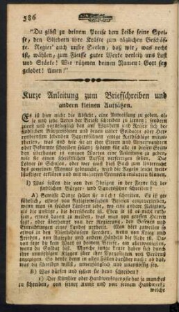 Kurze Anleitung zum Briefschreiben und andern kleinen Aufsätzen