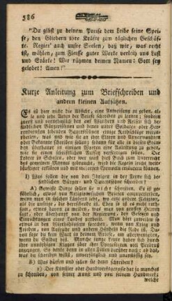Kurze Anleitung zum Briefschreiben und andern kleinen Aufsätzen