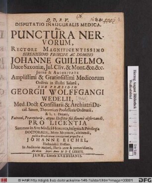 Disputatio Inauguralis Medica, De Punctura Nervorum