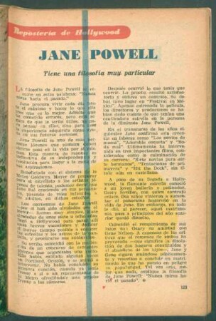 Jane Powell - tiene una filosofía muy particular : Repostería de Hollywood