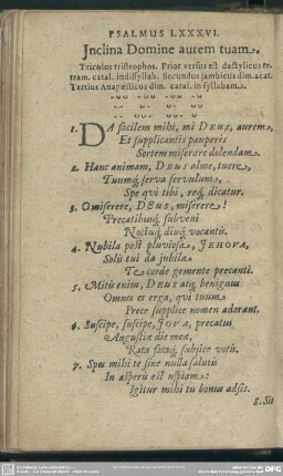 Psalmus LXXXVI. Inclina Domine aurem tuam
