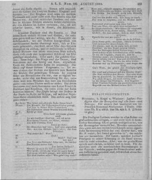 Niethammer, F. I.: Luthers Predigten über die Evangelien auf alle Sonn- und Festtage. Für unsere Zeit. T. 1-2. Nürnberg: Riegel & Wießner 1830