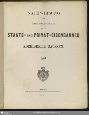 1866: Nachweisung der Betriebsergebnisse bei den Staats- und Privat-Eisenbahnen im Königreich Sachsen