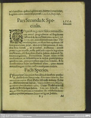Pars Secunda & Specialis