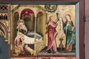 Schottener Altar — Szenen aus dem Leben Mariens — Geburt Mariens und Verkündigung an Maria