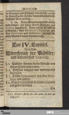 Das IV. Kapittel