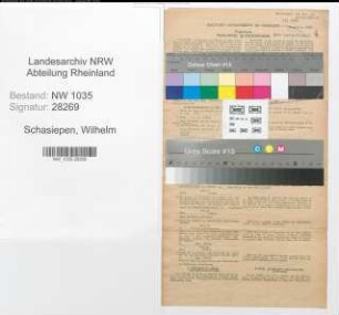Entnazifizierung Wilhelm Schasiepen , geb. 04.08.1883 (Bergbeamter)