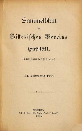 Sammelblatt. 2. 1887. - 1888