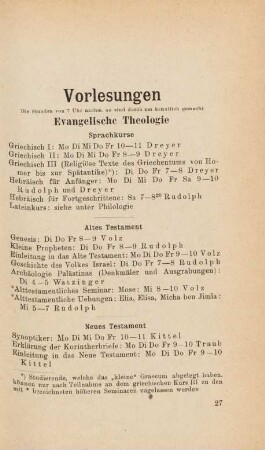 27-53, Vorlesungen
