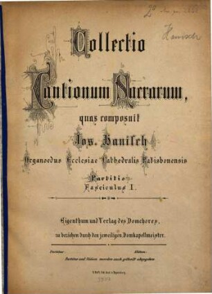 Collectio cantionum sacrarum. 1. 1874