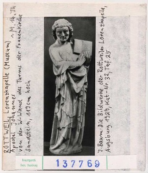 Rottweil: Lorenzkapelle (Museum), Apostel Johannes von der Westwand des Turms der Frauenkirche
