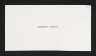 Brief von Bengt Berg an Gerhart Hauptmann