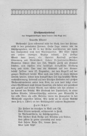 40. Weihnachtsbrief - Des Kriegsfreiwilligen Hans Jonas (Inf.-Regt. 131)