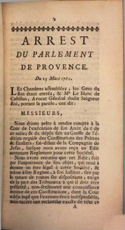 II. Suite Du Journal Des Arrêts Et Arrêtés Du Parlement De Provence : Concernant l' Affaire des soi-disans Jésuites