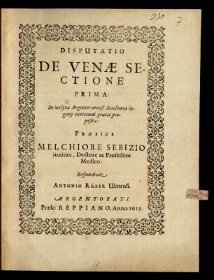1: Disputatio De Venae Sectione ...