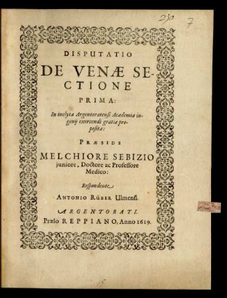1: Disputatio De Venae Sectione ...