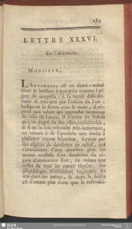 Lettre XXXVI. Sur l'Antimoine