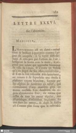 Lettre XXXVI. Sur l'Antimoine