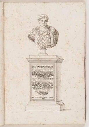 Bildnisbüste des römischen Kaisers Domitian, in: Series continuata omnium Imperatorum [...], Bd. 1, Bl. 13