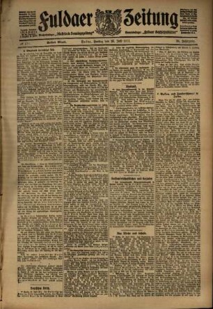 Erste Ausgabe vom Freitag, den 28. Juli 1911.