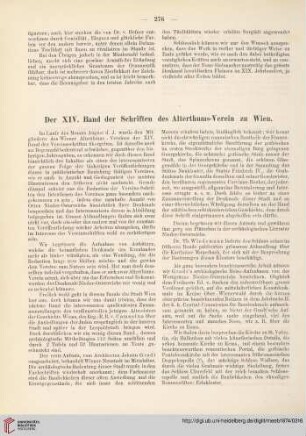 19: Der XIV. Band der Schriften des Alterthums-Verein zu Wien