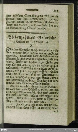 Siebenzehntes Gespräche zu Potsdam am 12ten August 1782